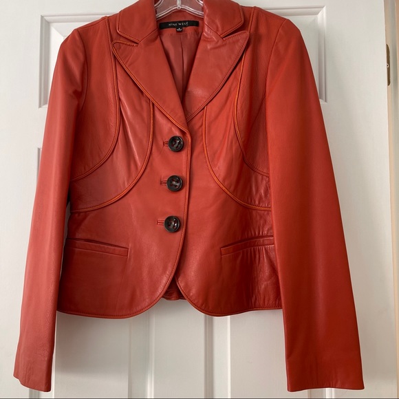 Nine West Burnt Orange Leather Jacket